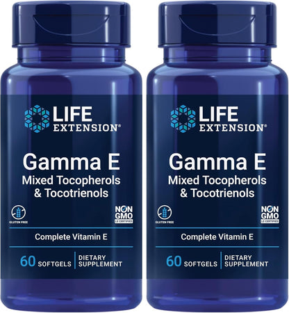 Life Extension Gamma E Mixed Tocopherols & Tocotrienols – Complete Vitamin E Spectrum, Antioxidant Protection – Non-GM, Gluten-Free – 60 Softgels