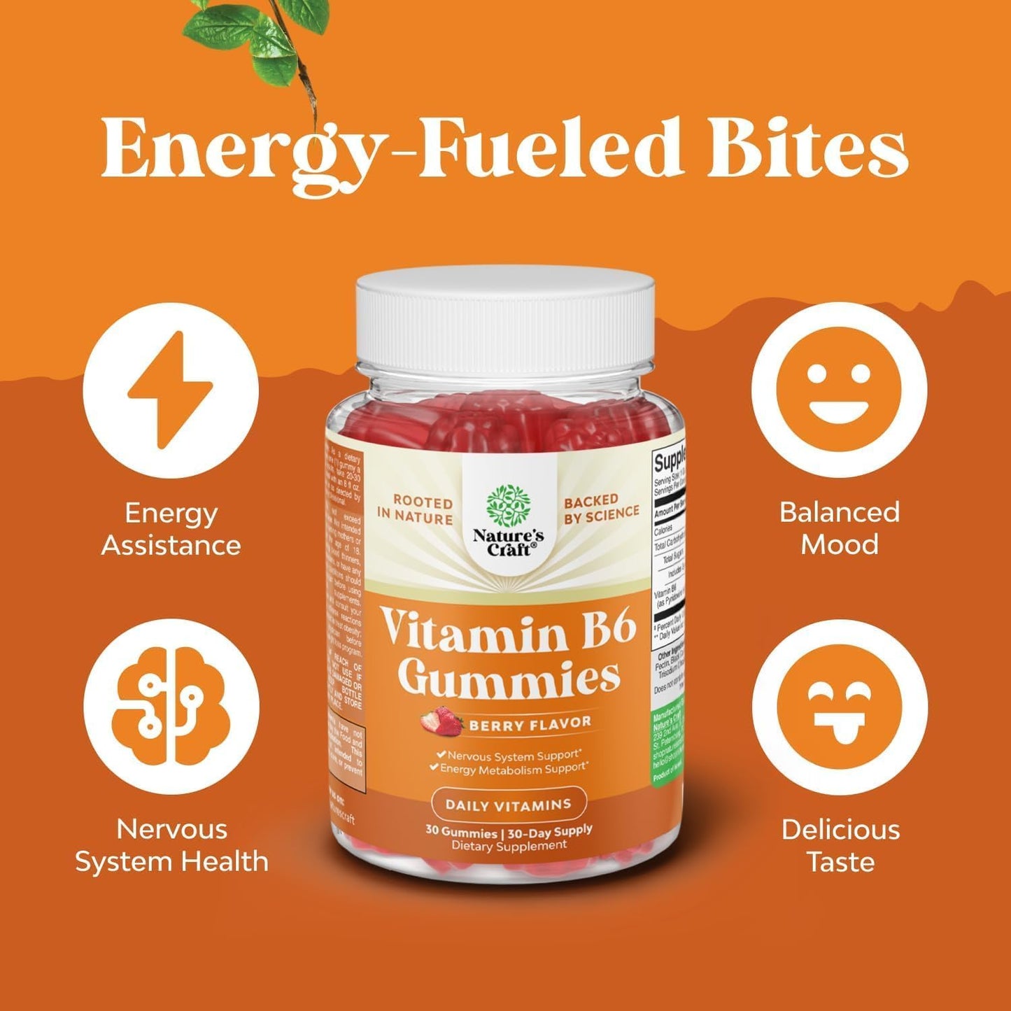Potent Vitamin B6 Gummies for Adults – Vegan Pyridoxine Chews for Mood, Energy & Immune Support – 30 Count - görsel 5