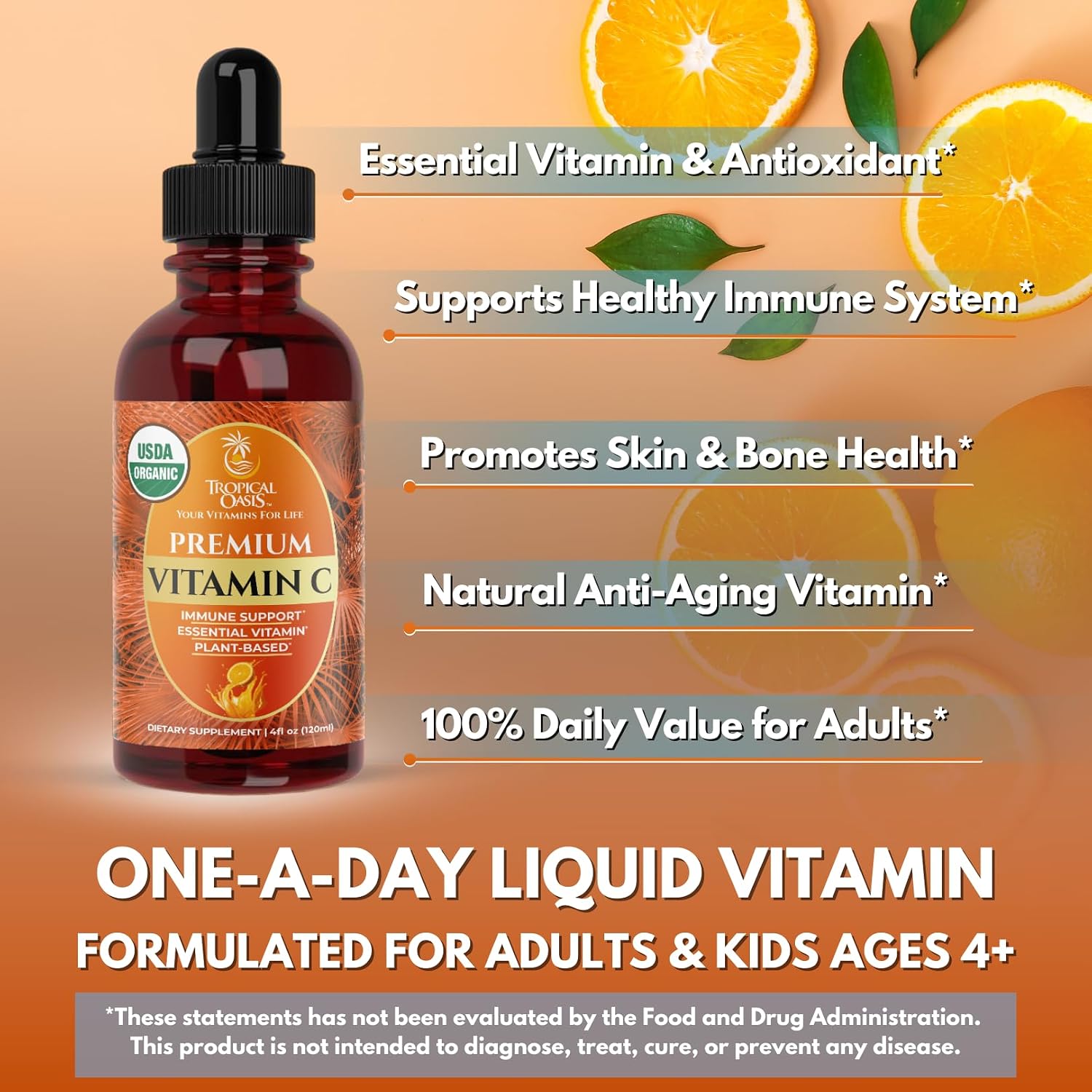 Tropical Oasis USDA Organic Liquid Vitamin C Drops for Adults and Children - görsel 5