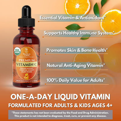 Tropical Oasis USDA Organic Liquid Vitamin C Drops for Adults and Children