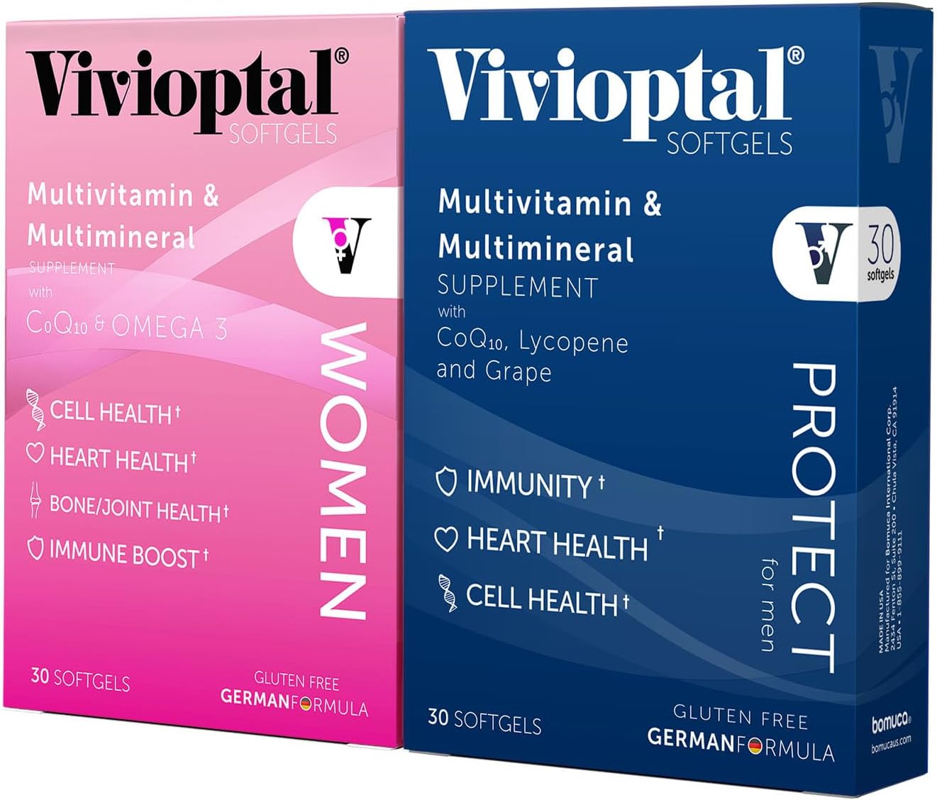 Vivioptal for Men, 30 Soft gel capsules + Vivioptal Women, 30 Soft gel capsules – Multivitamin & Multimineral Bundle - görsel 1
