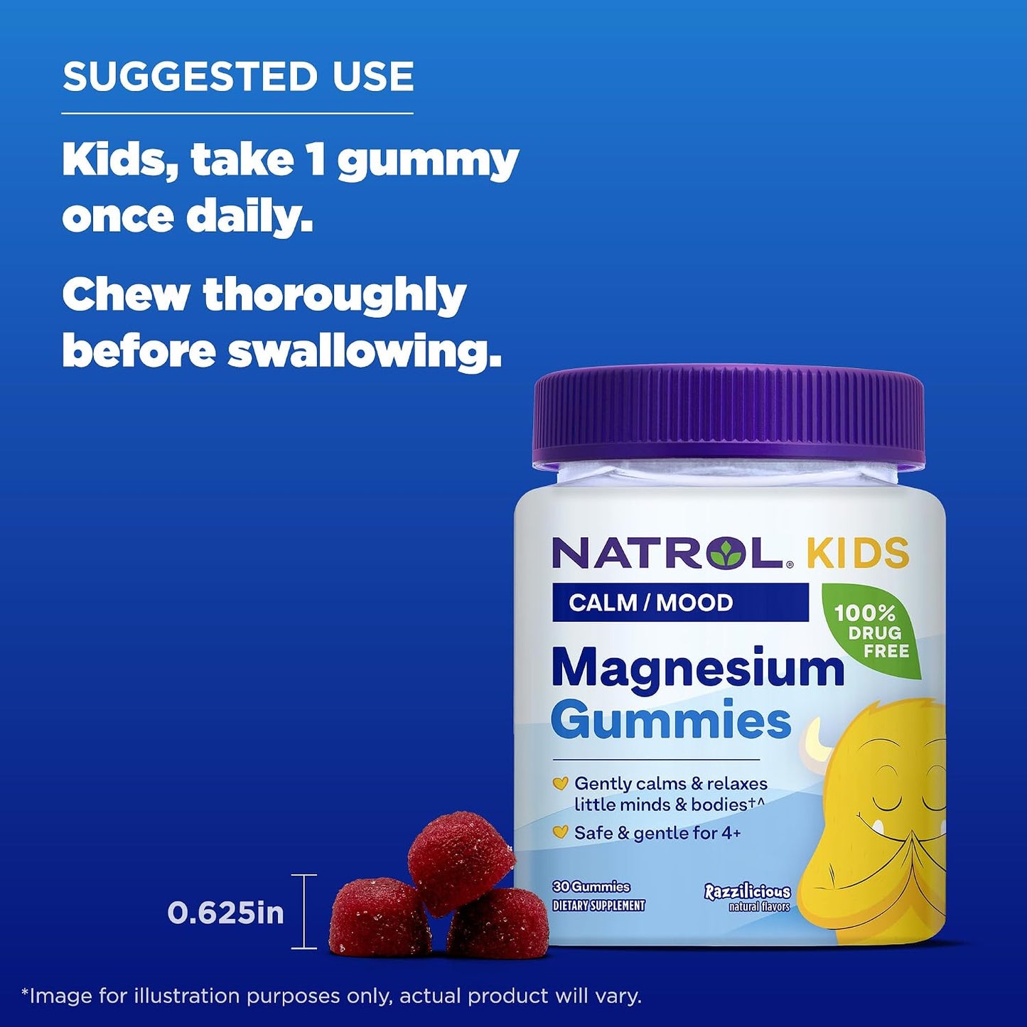 Natrol Kids Magnesium Citrate Gummies, Raspberry Flavour, 30 Chews – Food Supplement - görsel 6