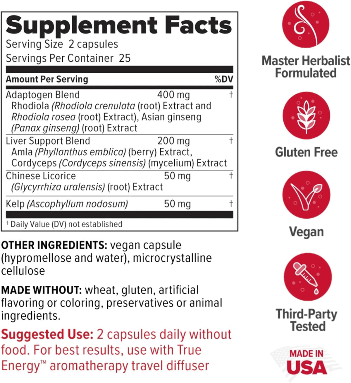Redd Remedies True Energy - Supports Energy Production and Stamina - 50 Vegan Capsules - görsel 2