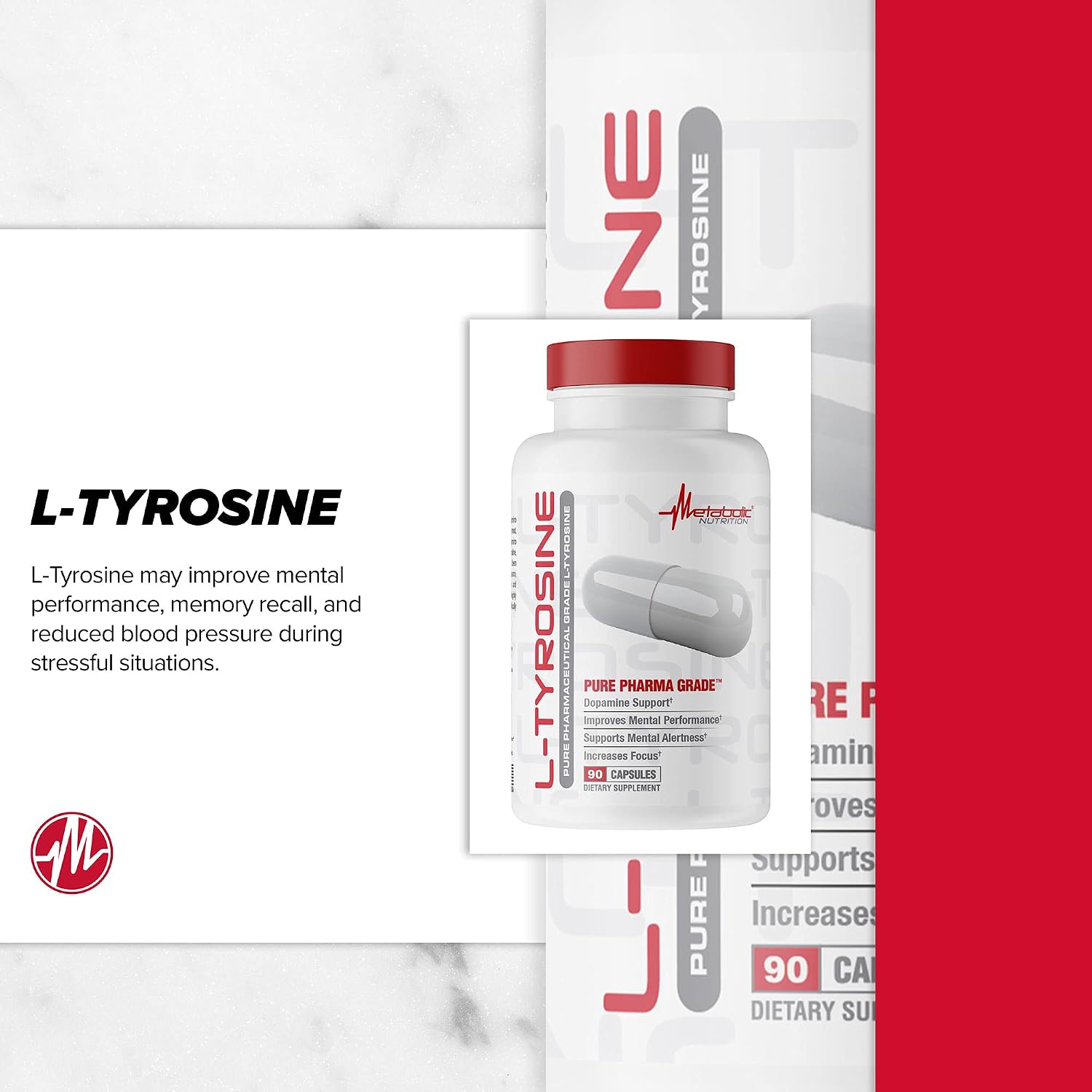 Metabolic Nutrition L-Tyrosine, 500mg, 90 Capsules - görsel 4