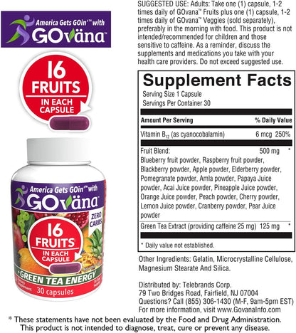 GOVANA Fruits & Vegetables – 16 Fruits & 16 Vegetables with Green Tea & B12