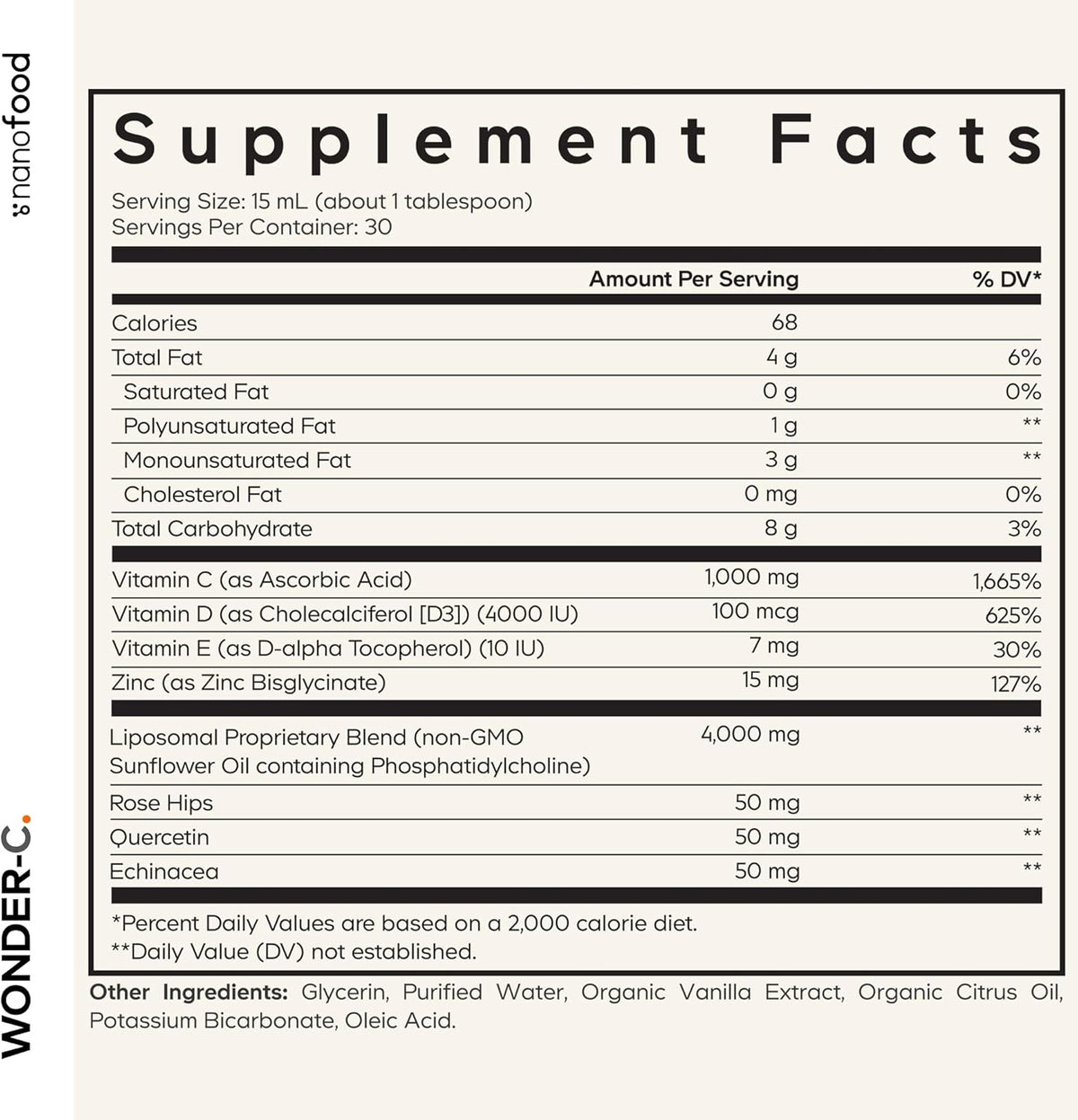 Codeage Liquid Vitamin C 1000 mg with D3, E, Zinc, Rose Hips, Quercetin, Echinacea - 450 ml - görsel 2