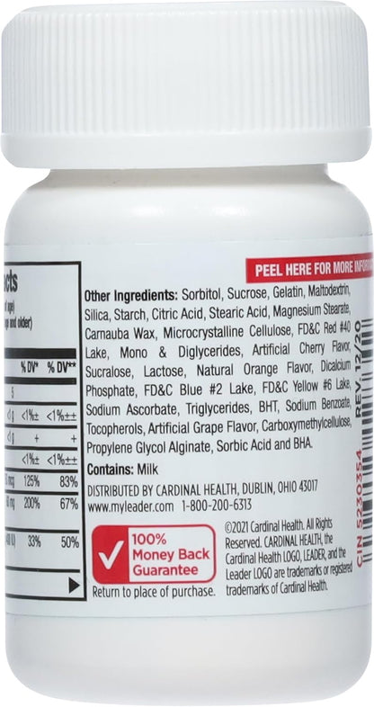 Leader Children's Multivitamin Chewable Tablets Daily Support for Kids, 3 Delicious Fruit Flavours, 30 Tablets
