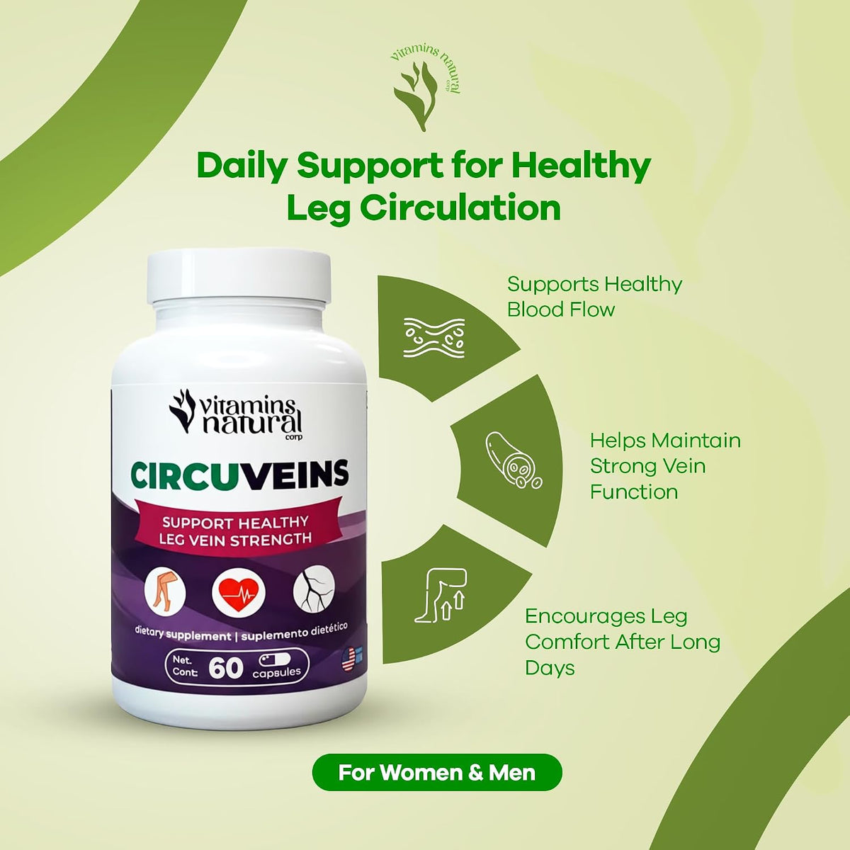 CircuVeins Circulation Support Supplement – Leg & Vein Health with Horse Chestnut, Gotu Kola, Butcher’s Broom & Grape Seed – 60 Capsules - görsel 2