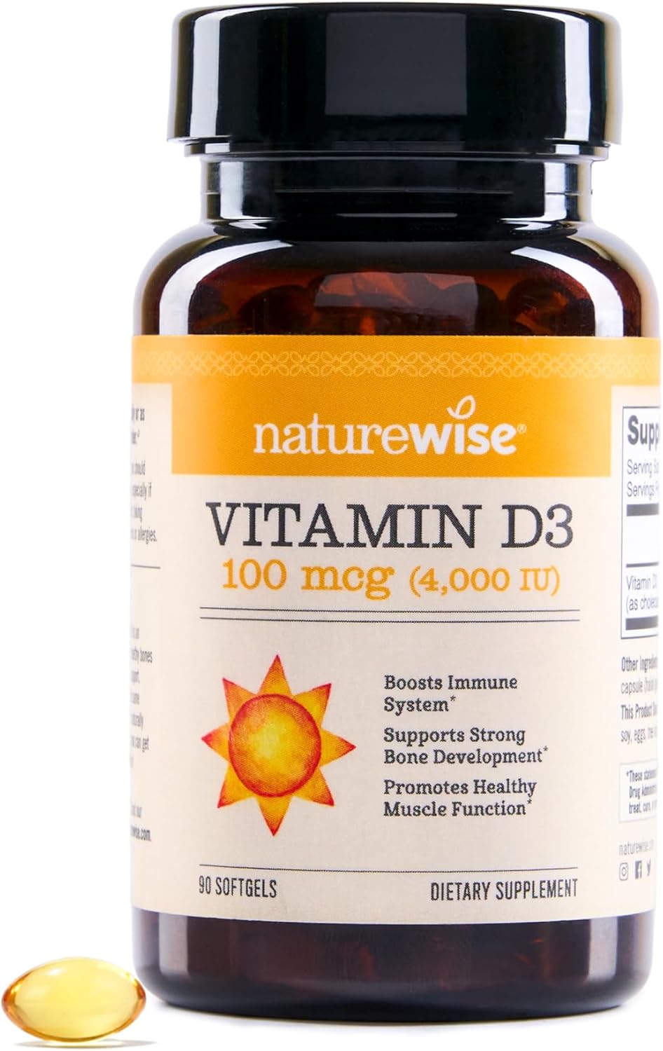 NatureWise Vitamin D3 4000 IU (100 µg) – 90 Mini Softgels – Immune, Bone & Muscle Support - görsel 1