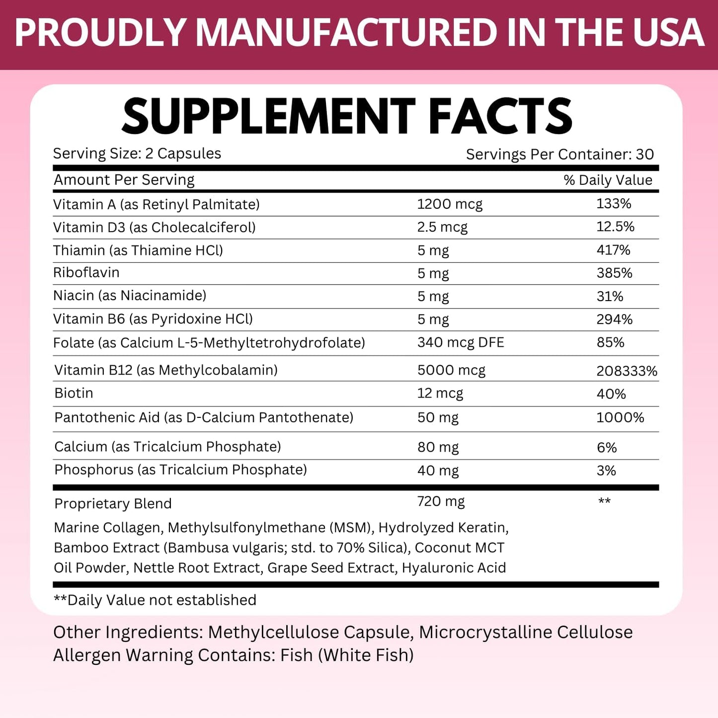 VITBOOST B12 Complex with Hyaluronic Acid, Collagen and Folate – 25000 µg B12 Complex, 5000 µg Methylcobalamin – 60 Capsules - görsel 2