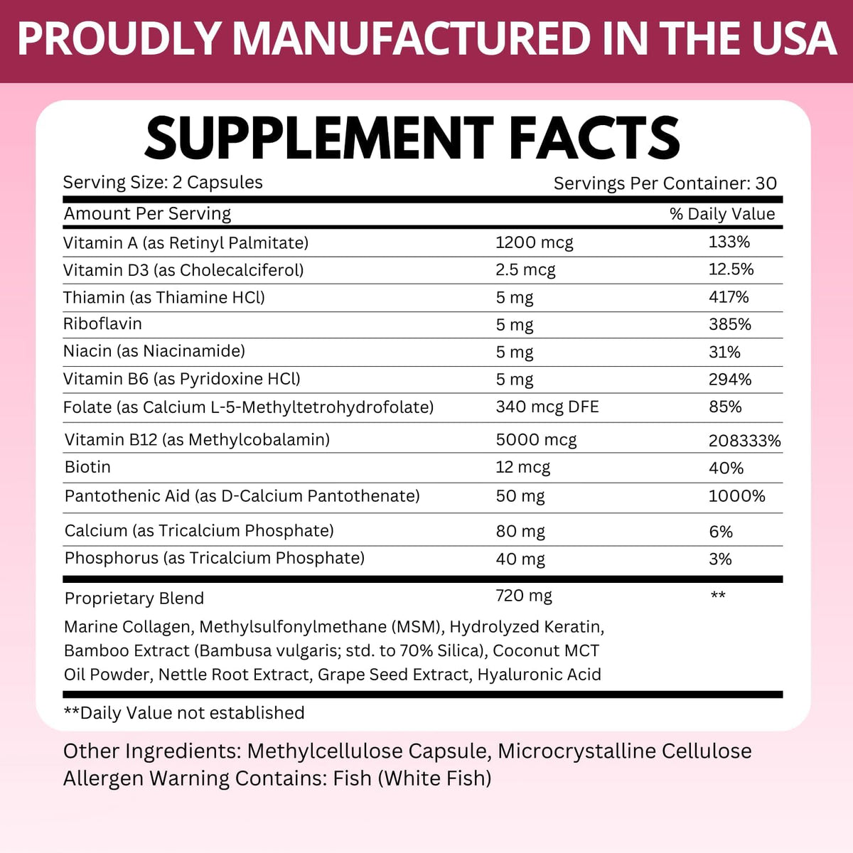 VITBOOST B12 Complex with Hyaluronic Acid, Collagen and Folate – 25000 µg B12 Complex, 5000 µg Methylcobalamin – 60 Capsules - görsel 2