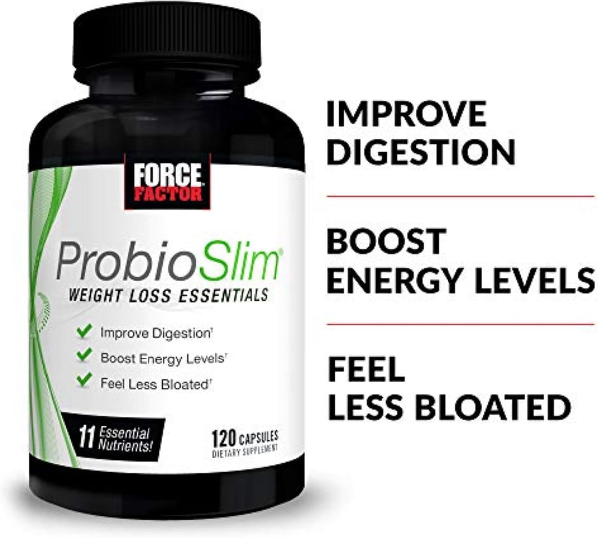 Force Factor ProbioSlim Weight Loss Essentials – Metabolism Support with Probiotics, Prebiotic Fibre & Green Tea Extract, 120 Capsules - görsel 2