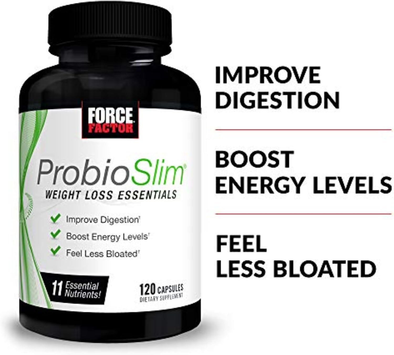 Force Factor ProbioSlim Weight Loss Essentials – Metabolism Support with Probiotics, Prebiotic Fibre & Green Tea Extract, 120 Capsules - görsel 2