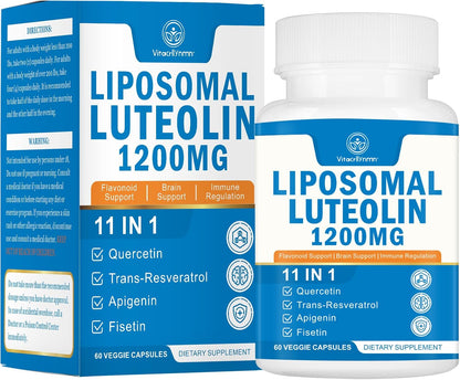 VITACRLLYNMN Liposomal Luteolin 1200mg – 11-in-1 Antioxidant Complex for Brain Health, 60 Capsules