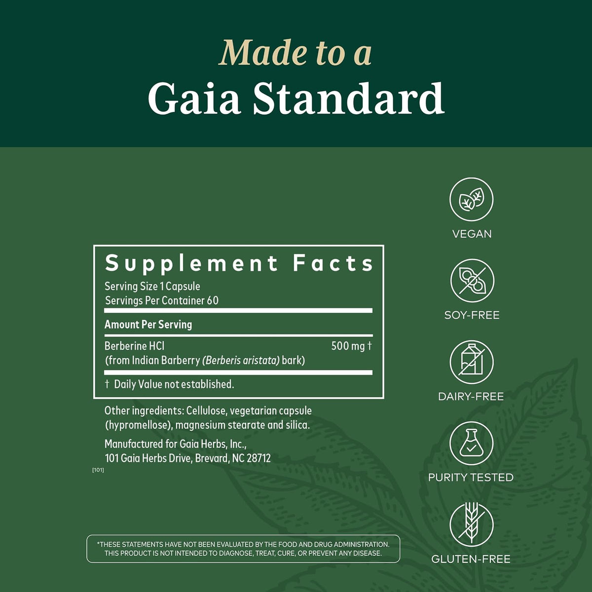 Gaia Herbs PRO Berberine Metabolic - Berberine HCI Food Supplement - Vegan, Gluten-Free, Soya-Free - 60 Capsules - görsel 2