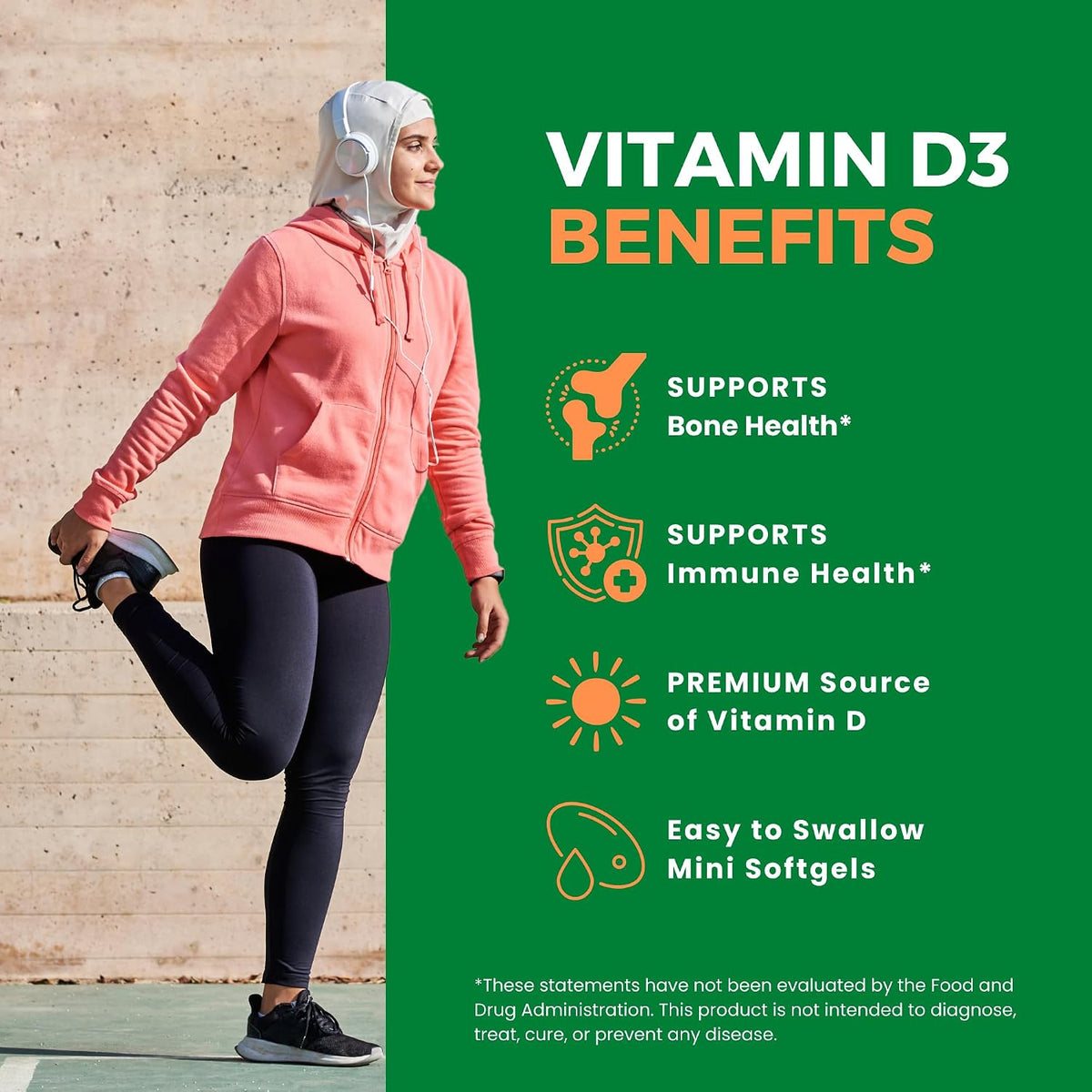 Zaytun Halal Vitamin D3 5000 IU, 6-Month Supply, Contributes to Normal Bones, Muscle Function and Immune Health, Premium Vitamin D from Safflower Oil, Non-GMO, Gluten-Free, 180 Mini Softgels - görsel 3
