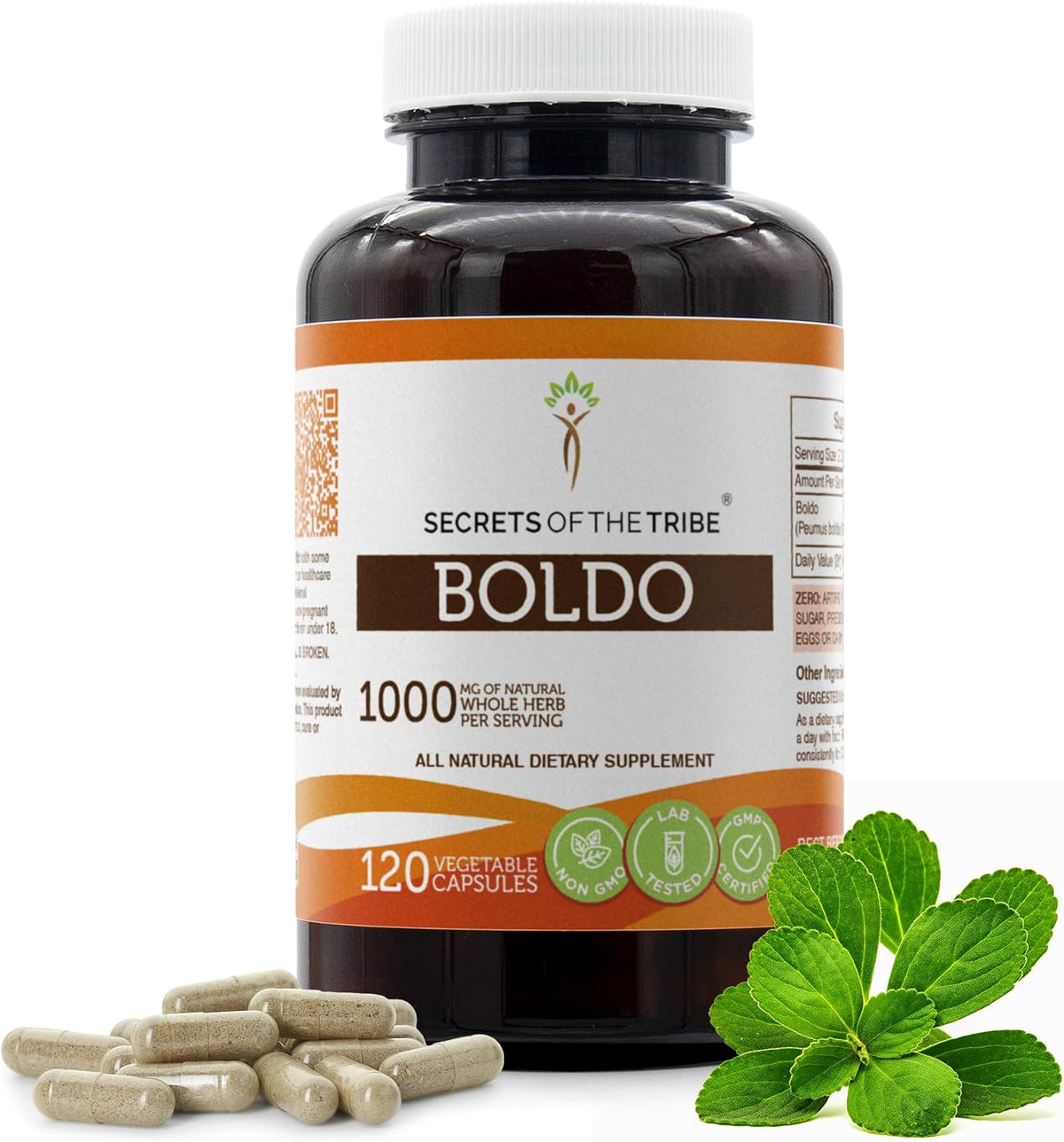 Boldo 60 Capsules, 1000 mg - Dried Leaf Supplement - görsel 6