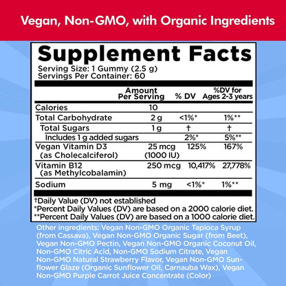 Dr. Danielle Vitamin D3 1000 IU and B12 250 mcg Gummies (60 Gummies)