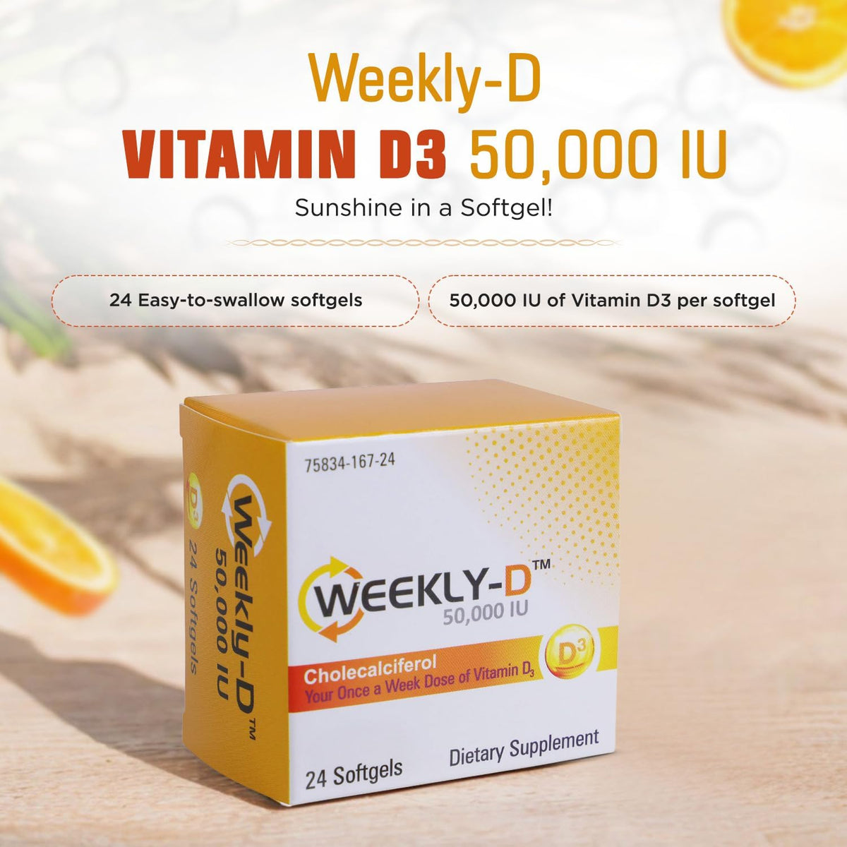 Nivagen Weekly-D Vitamin D3 50,000 IU (Cholecalciferol) Once-Weekly Softgels - görsel 2