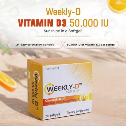 Nivagen Weekly-D Vitamin D3 50,000 IU (Cholecalciferol) Once-Weekly Softgels