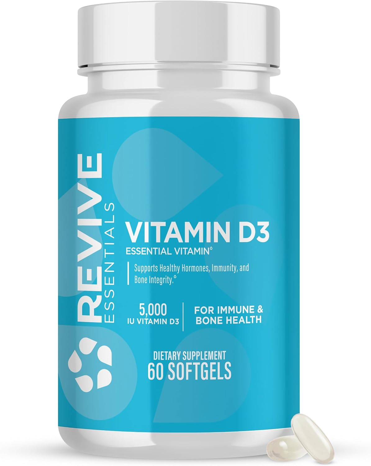 Revive MD Vitamin D3 5000 IU Food Supplement – High Potency Cholecalciferol for Immune & Bone Health – Non-GMO, 60 Softgels - görsel 1