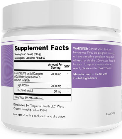 FemoSitol Inositol Powder | Myo-Inositol & D-Chiro Inositol 40:1 Ratio (123g)