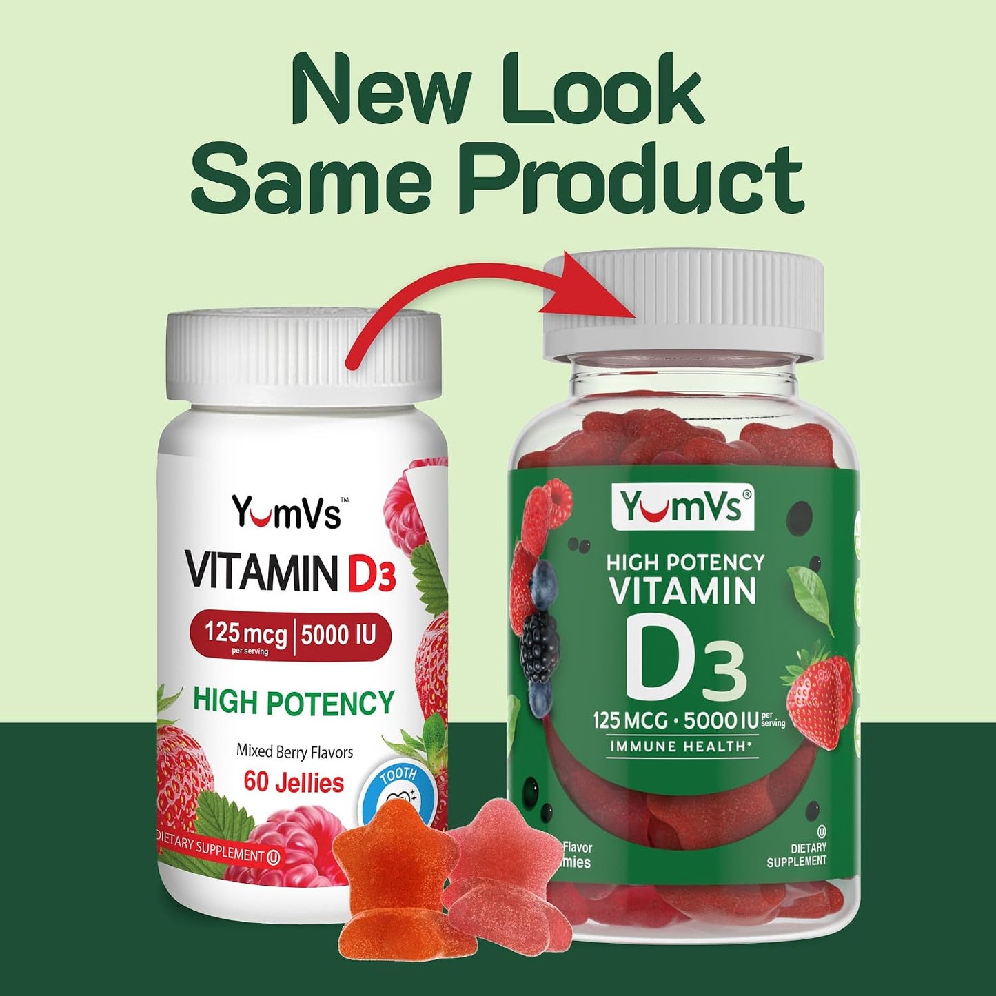 YUM-V'S Vitamin D3 Gummies 5000 IU - Immune Support & Bone Health - Non-GMO, Gluten-Free (60 Count) - görsel 8