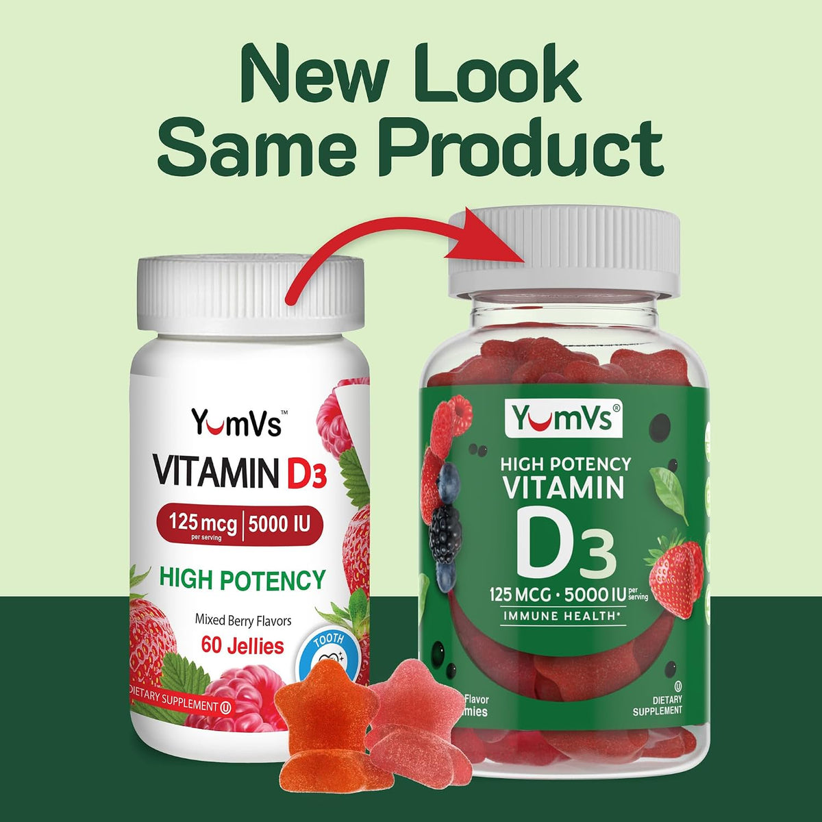 YUM-V'S Vitamin D3 Gummies 5000 IU - Immune Support & Bone Health - Non-GMO, Gluten-Free (60 Count) - görsel 8