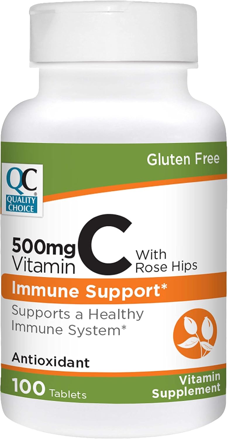 Quality Choice 500 mg Vitamin C with Rose Hip Tablets - 100 Count Bottle - görsel 1