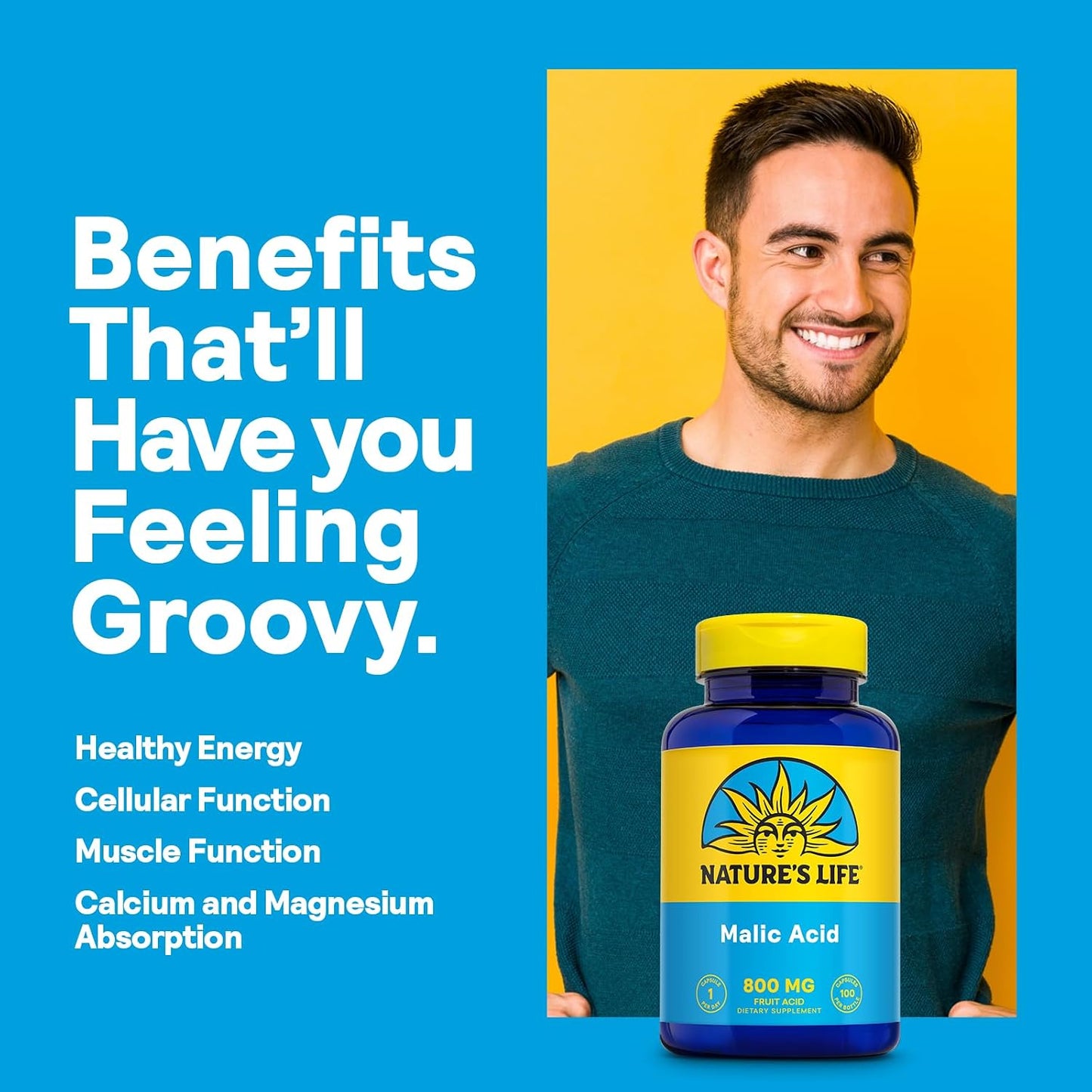 Nature's Life Malic Acid 800 mg, 100 Vegetarian Tablets - görsel 3
