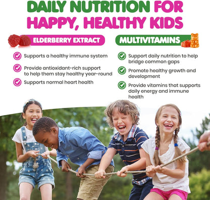 DR. MORITZ Elderberry Gummies for Children (60 Count) and Children's Multivitamin Gummies Bundle (120 Count, 2 Pack) – for Immune Support and Overall Health – Toddler Vitamins Supplement