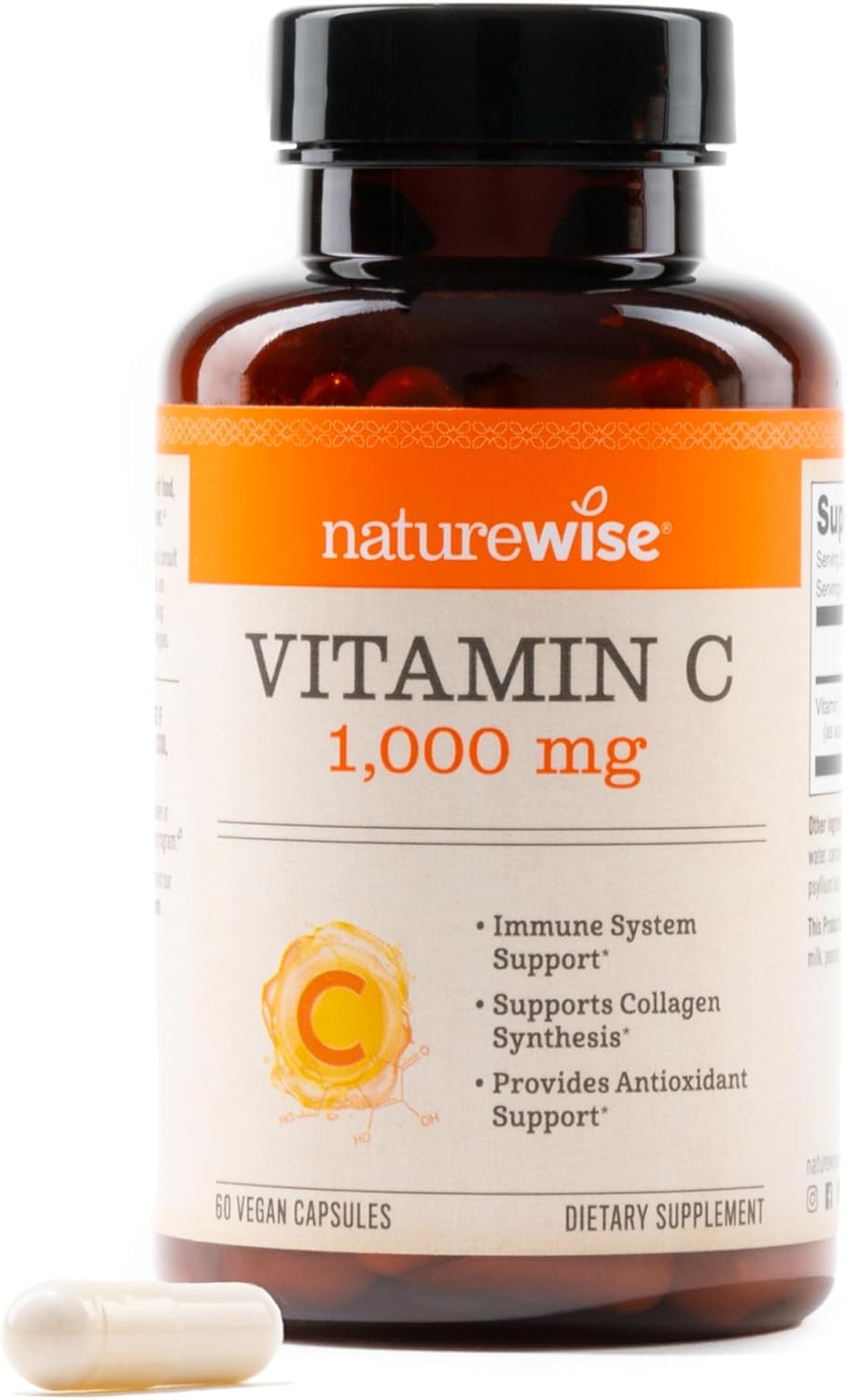 NatureWise Vitamin C 1000 mg Capsules – Extra Strength Vegan Supplement, 60 Capsules - görsel 1