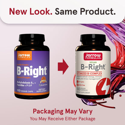 Jarrow Formulae B-Right Optimised B Complex - Methylated B Vitamins for Energy and Stress Management, 100 Vegetable Capsules
