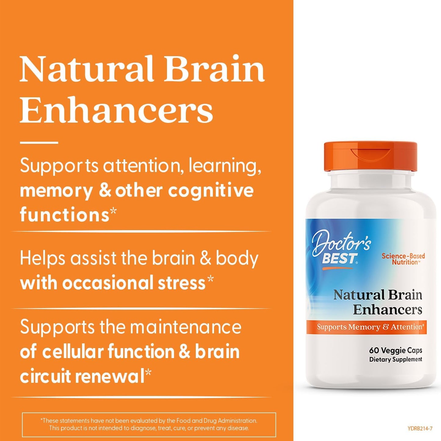 Doctor's Best Natural Brain Enhancers - Brain Health Supplement for Memory and Focus Support, PhosphatidylSerine, Alpha GPC, & Calcium, Gluten Free - 60 Veg Caps - görsel 3