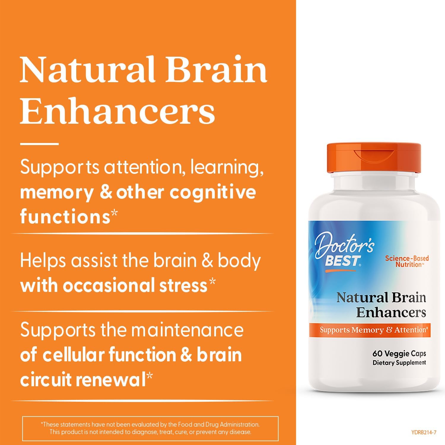Doctor's Best Natural Brain Enhancers - Brain Health Supplement for Memory and Focus Support, PhosphatidylSerine, Alpha GPC, & Calcium, Gluten Free - 60 Veg Caps - görsel 3