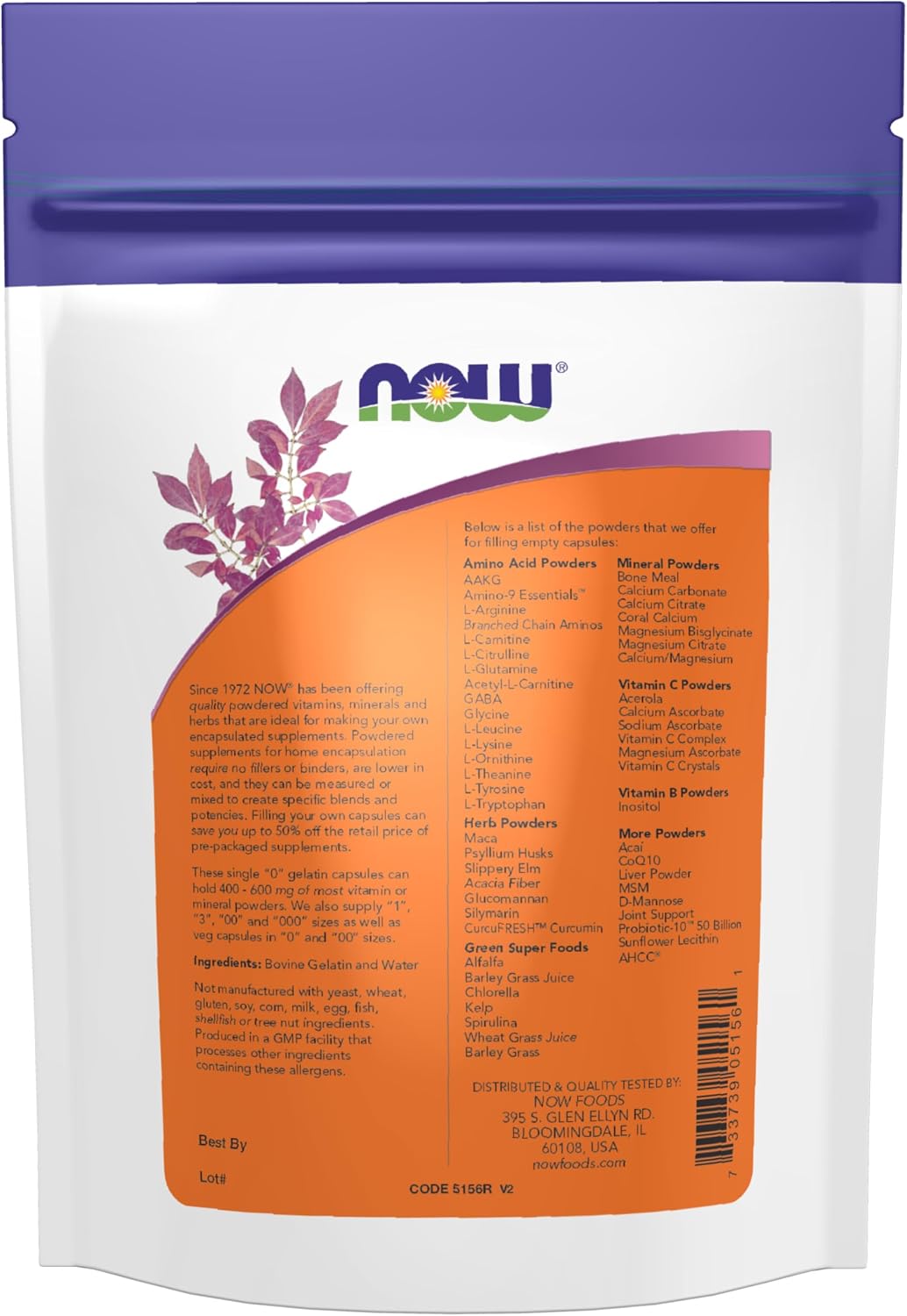 NOW Foods Empty Vegetarian Capsules, Size 00, 250 Capsules - görsel 2