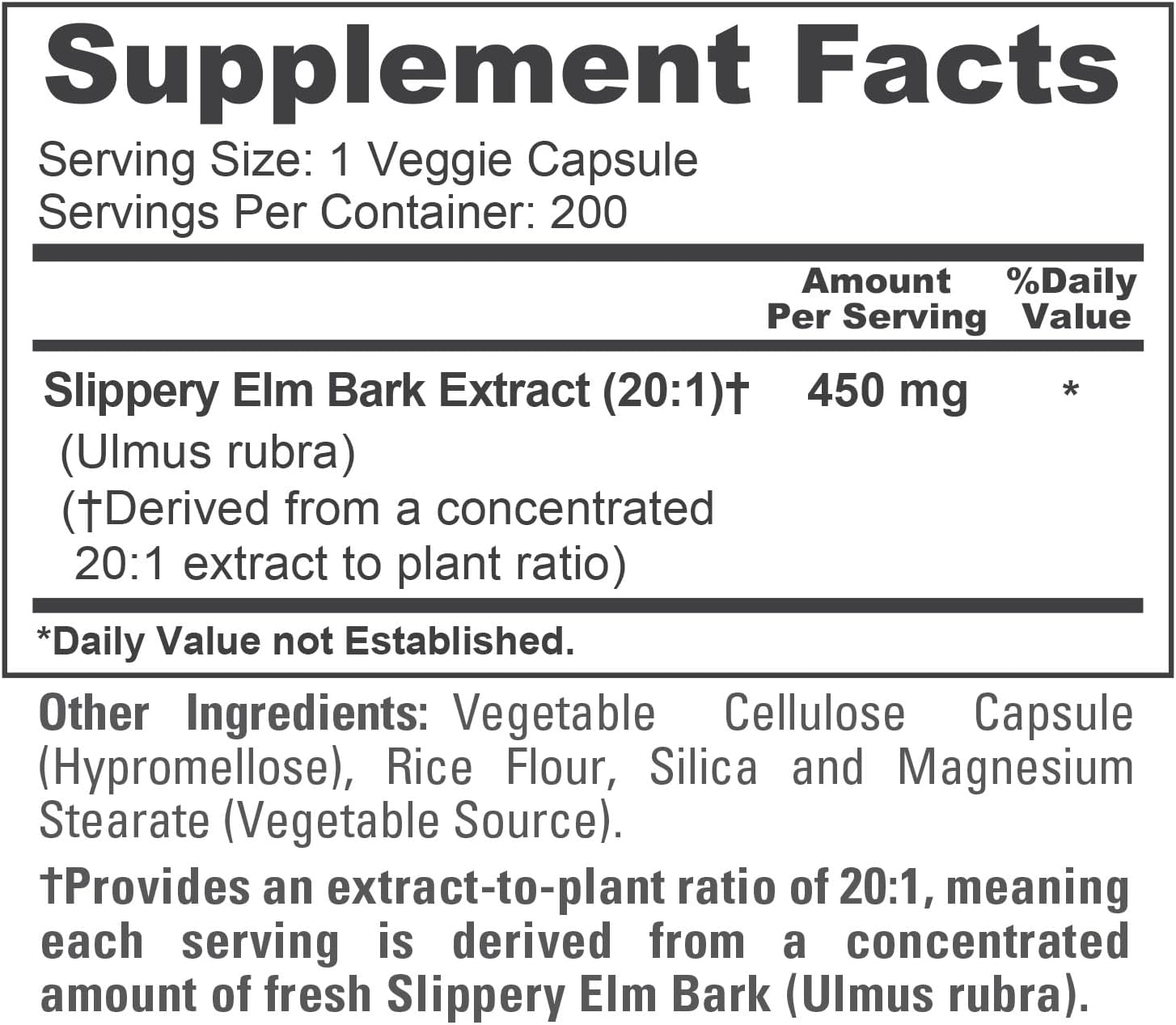NusaPure Slippery Elm Bark Capsules, 450 mg, 200 Veg Capsules (Non-GMO, Vegan) - görsel 4