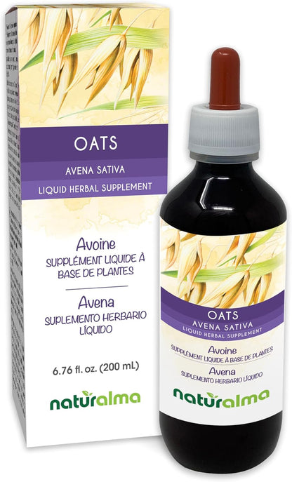 Naturalma Oats (Avena Sativa) Tops Alcohol-Free Tincture - 118 ml Liquid Extract Drops - Herbal Supplement - Vegan