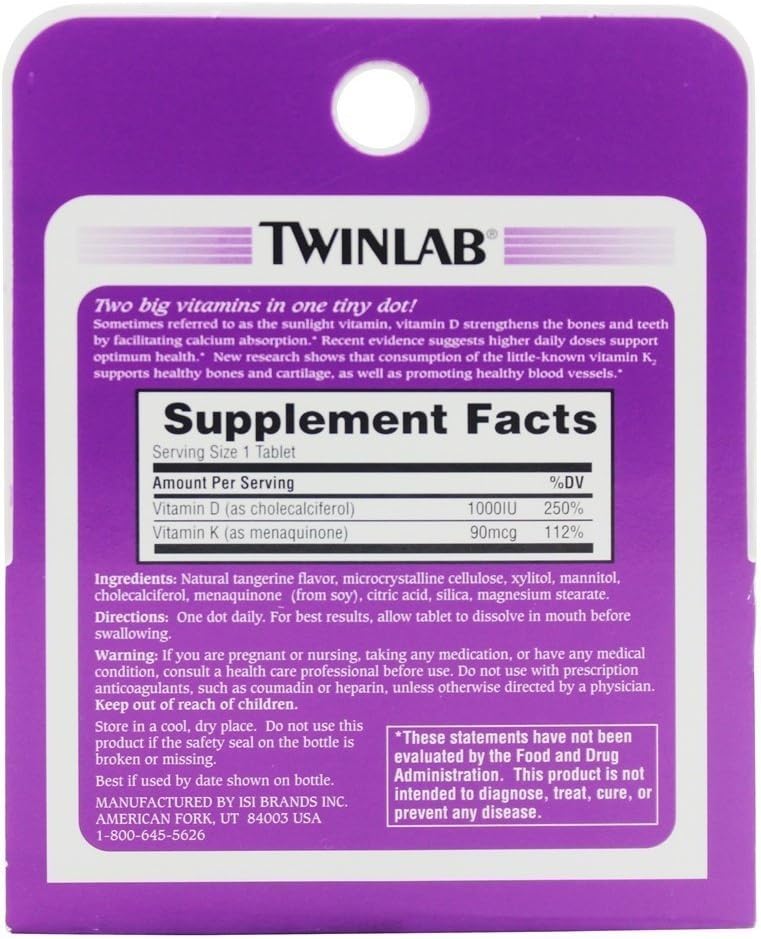 Twinlab Vitamin D3 1000 + K2dot - görsel 2