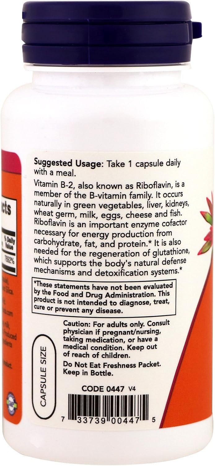 NOW Vitamin B-2 (riboflavin) 100mg, 100 Capsules (Pack of 3) - görsel 3