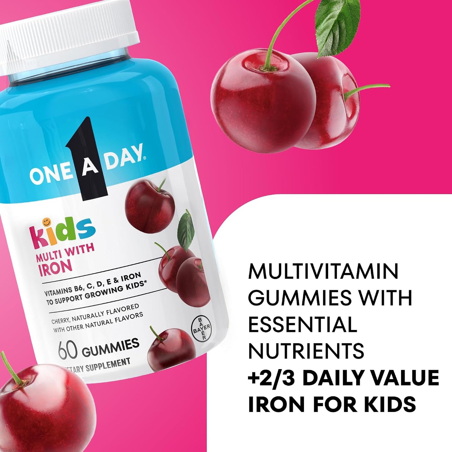 One A Day Kids Multivitamin with Iron Gummy - 60 Count - görsel 3