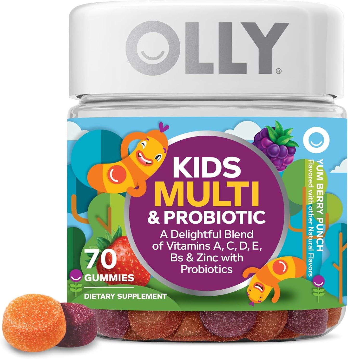 OLLY Kids Multivitamin & Probiotic Gummy - Berry - 70 Gummies - görsel 1