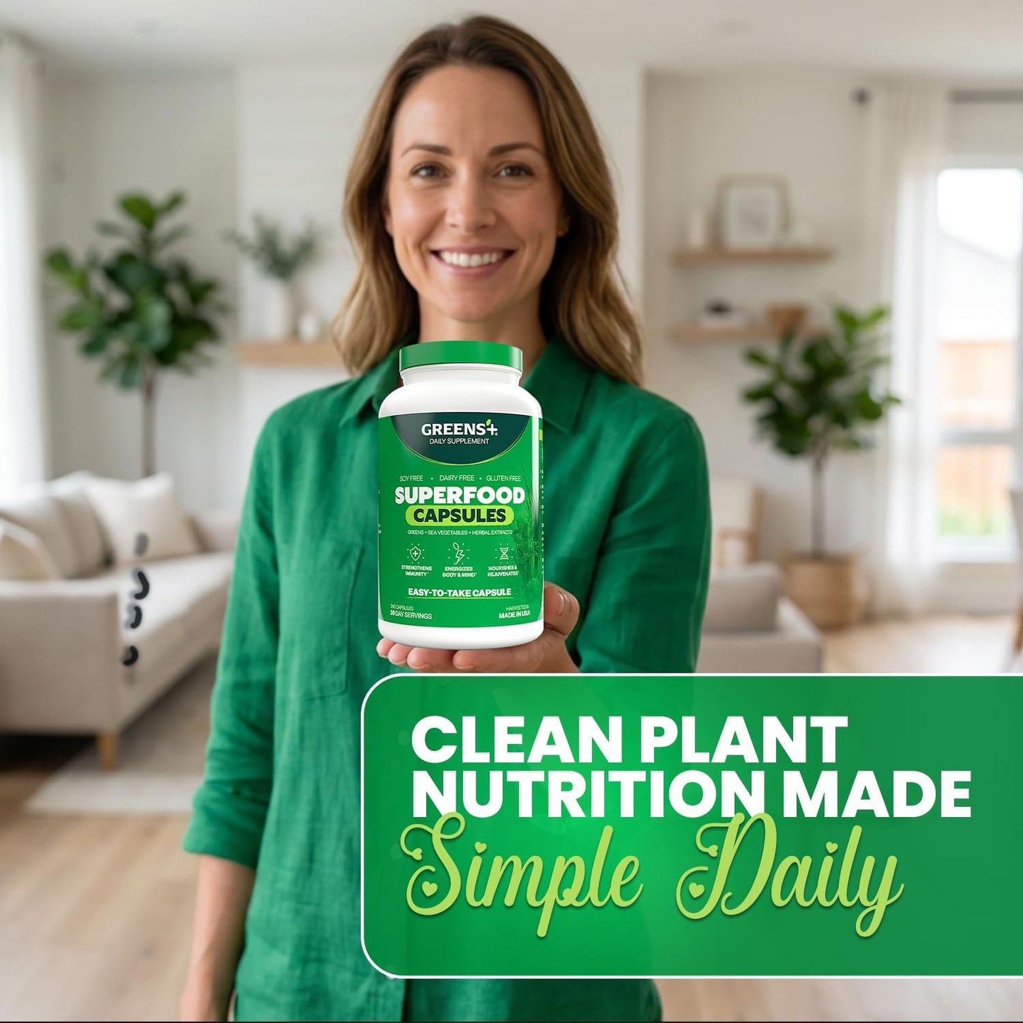Greens+ Organic Superfood Capsules – 240 Count - görsel 3