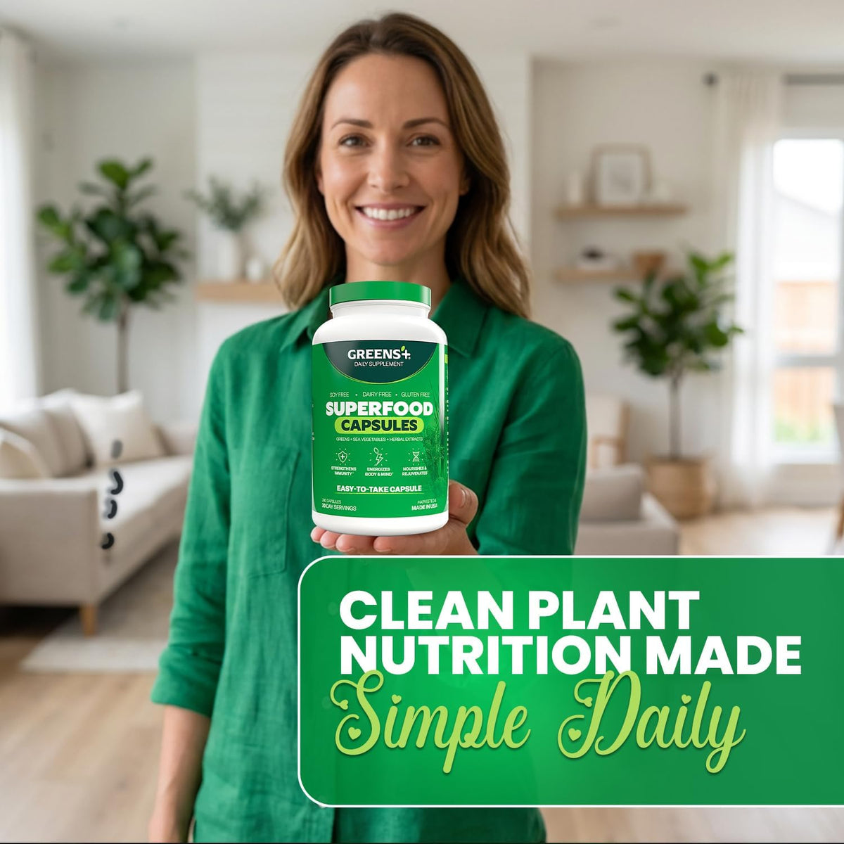 Greens+ Organic Superfood Capsules – 240 Count - görsel 3