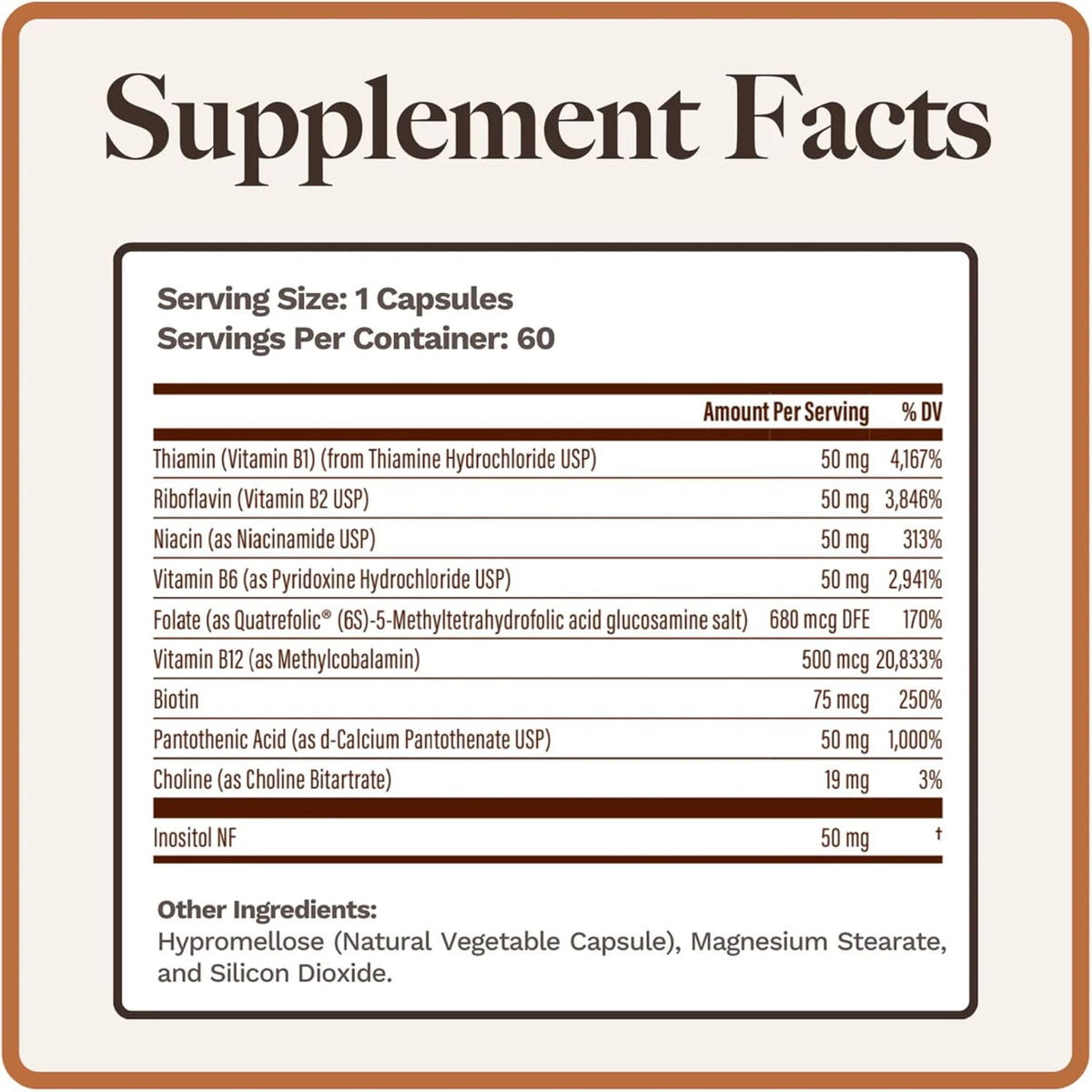 Utzy Naturals Vitamin B Complex | Contains All 8 Essential B Vitamins | with Choline and Inositol | 60 Capsules - görsel 2