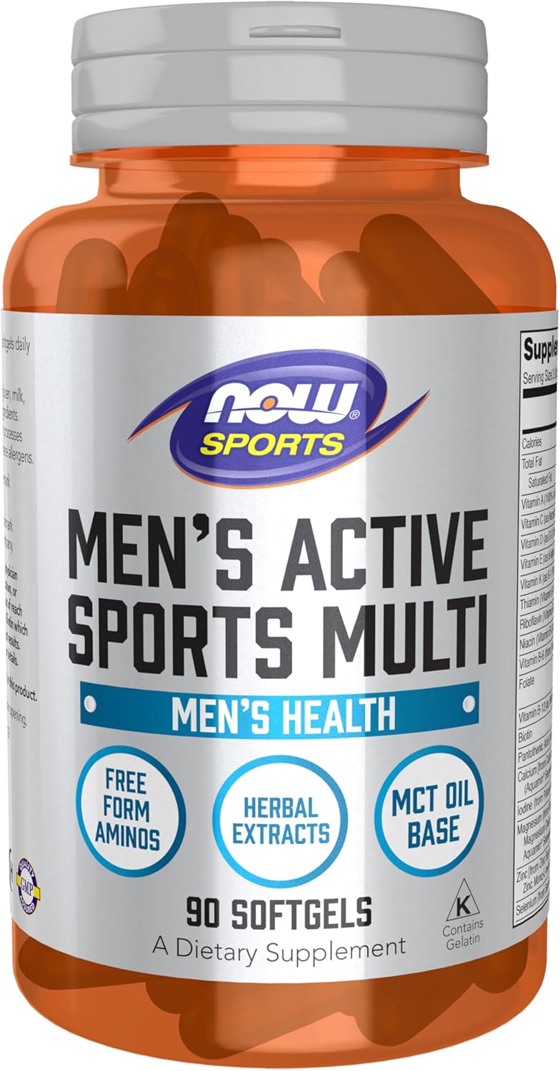 NOW Foods Men's Extreme Sports Multi – with Free-Form Amino Acids, ZMA, Tribulus, MCT Oil & Herbal Extracts, 180 Softgels - görsel 7