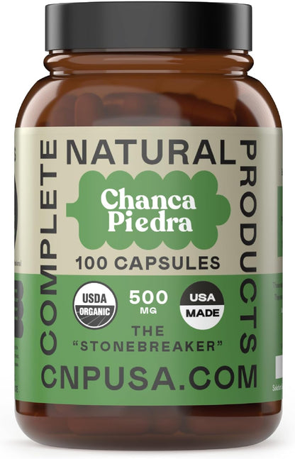 Complete Natural Products Chanca Piedra Organic Capsules 500mg - Phyllanthus Niruri Stonebreaker Extract for Kidney, Gallbladder & Liver Support, 100 Vegan Capsules, Non-GM, Made in USA