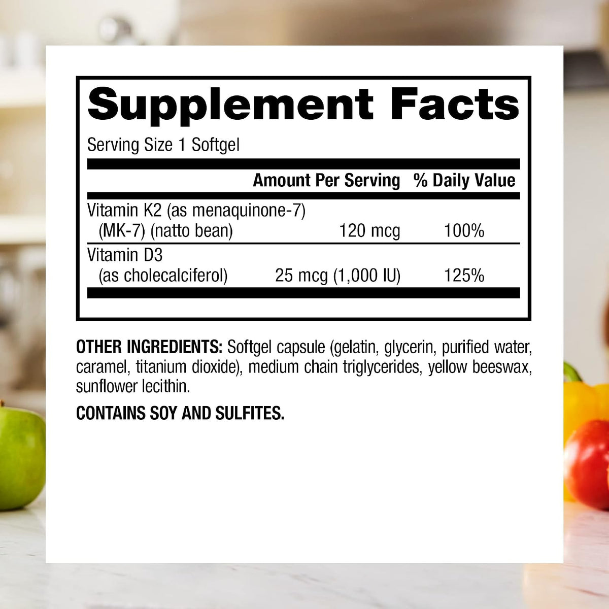Webber Naturals Vitamin D3 K2 Supplements, 1,000 IU / 120mcg, 90 Softgels - görsel 5