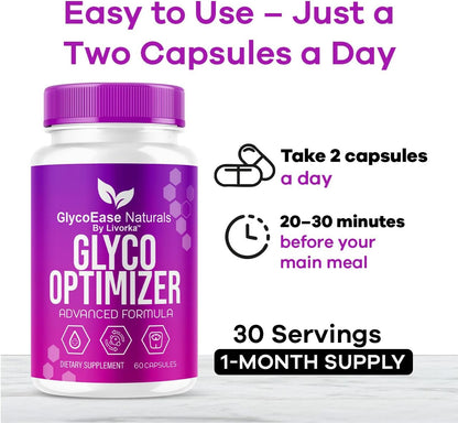 (3 Pack) GlycoEase Glyco Optimiser - Official GlycoEase Capsules Natural Supplement Support, Glycoease Premium Naturals, Glycoeas Advanced Formula Reviews, 180 Capsules for 3 Months