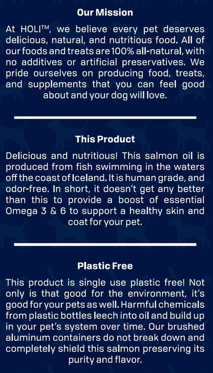 HOLI Salmon Oil for Dogs and Cats Skin & Coat | Icelandic Fish Oil | Omega 3 EPA + DHA Liquid Supplement